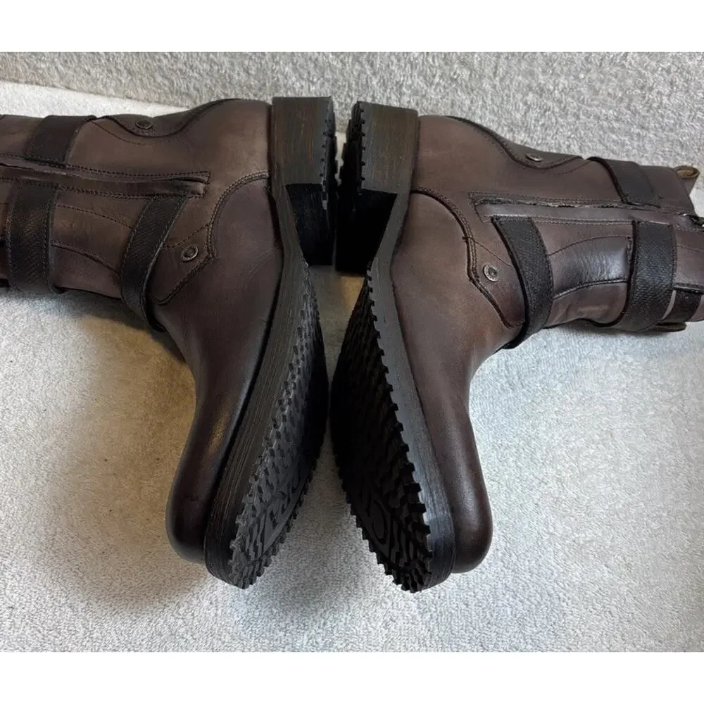 Cuadra Mens Harness Ankle Boots Size 7 Brown Round Toe Western Leather